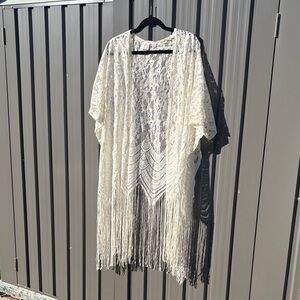 Siren Lily Maternity Cream Lace Fringe Wrap